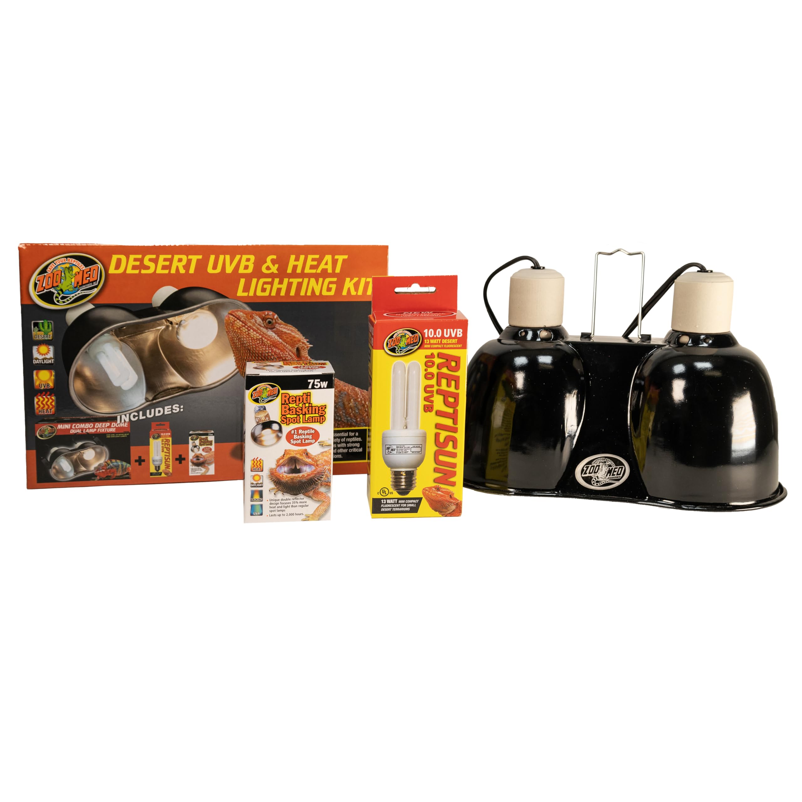 Zoo Med Mini Combo Deep Dome with dual sockets enables flexible lamp setup