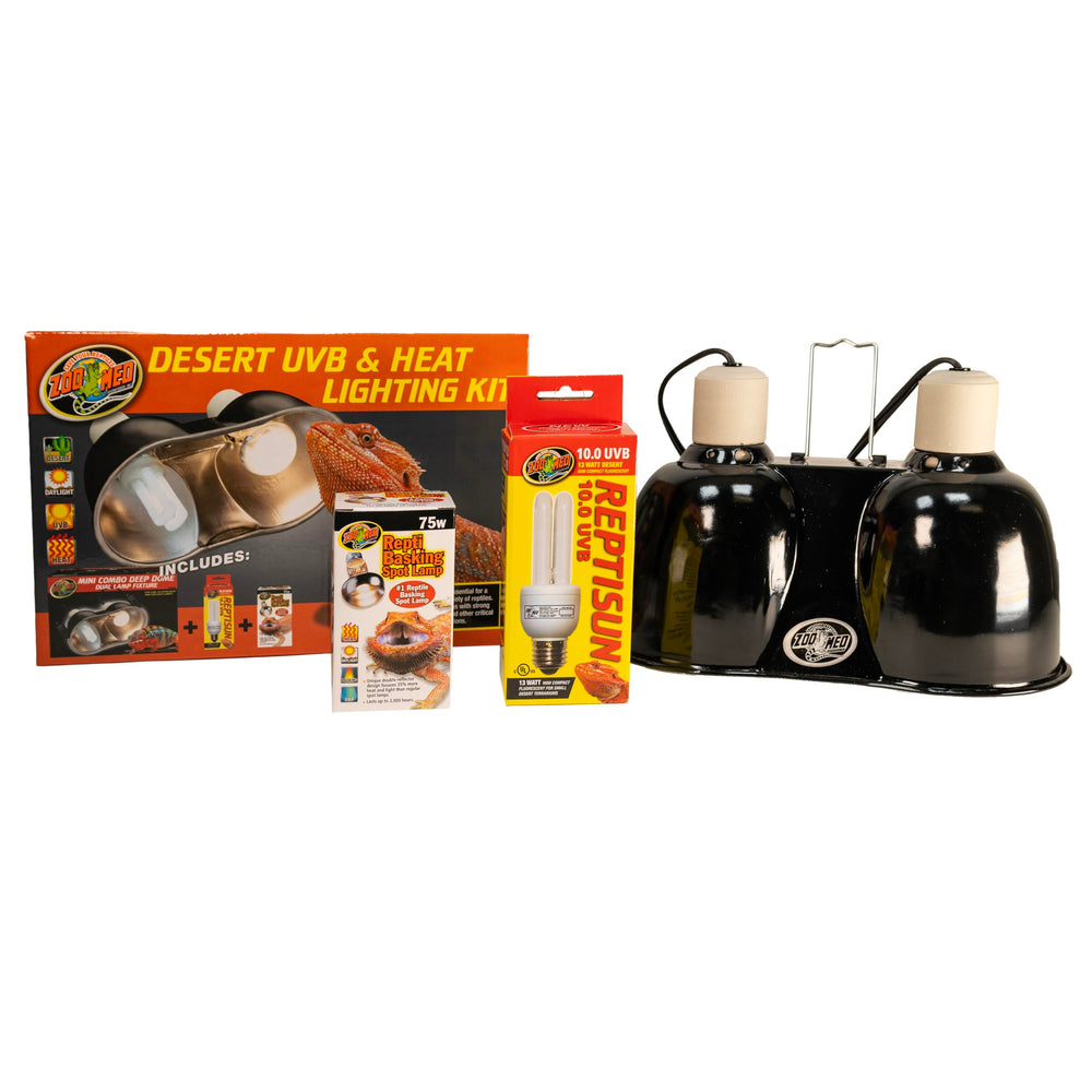 Zoo Med Mini Combo Deep Dome with dual sockets enables flexible lamp setup