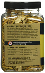 Zoo Med Gourmet Box Turtle Food with dried mealworms provides protein variety.
