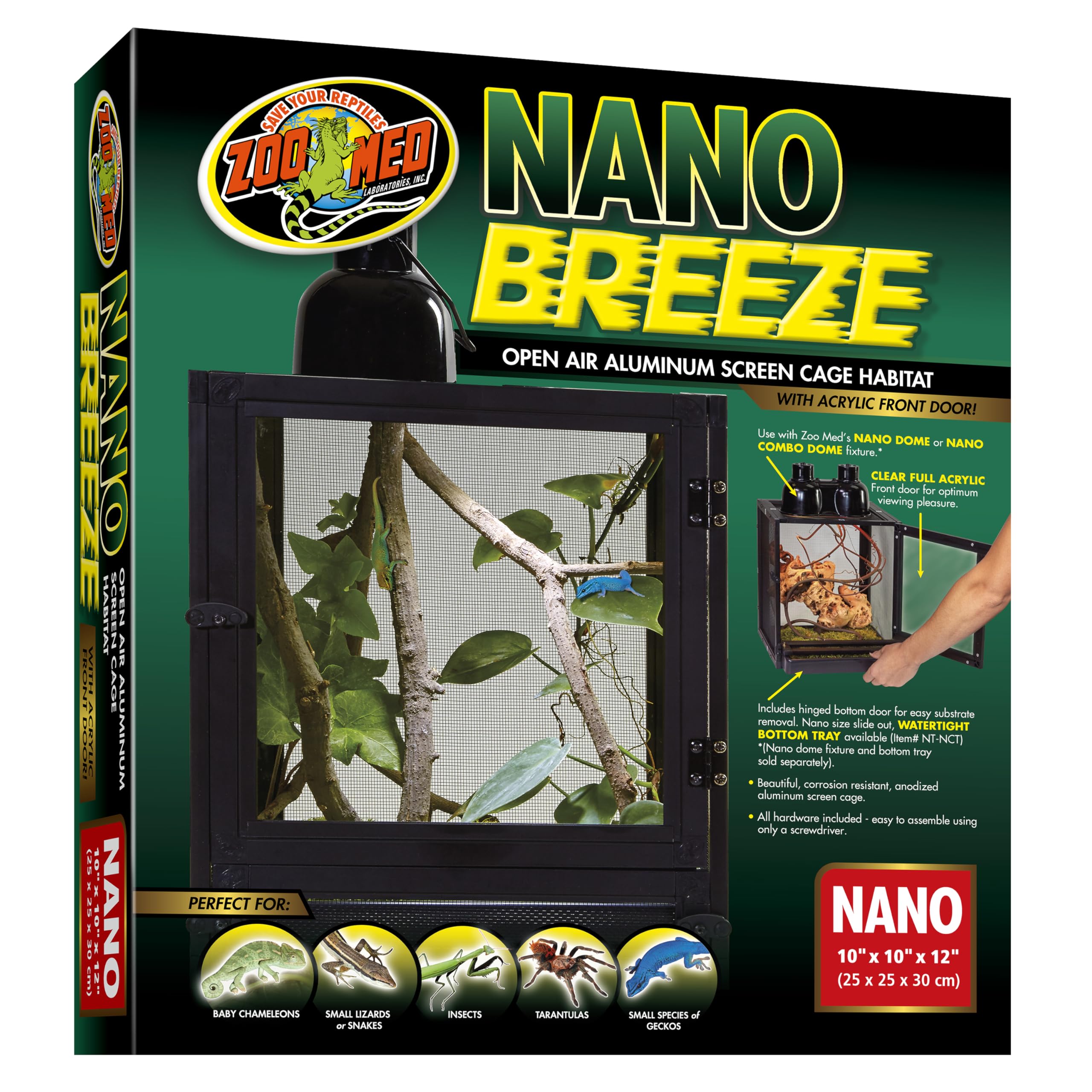 Zoo Med Nano Breeze cage front view with clear acrylic door for viewing