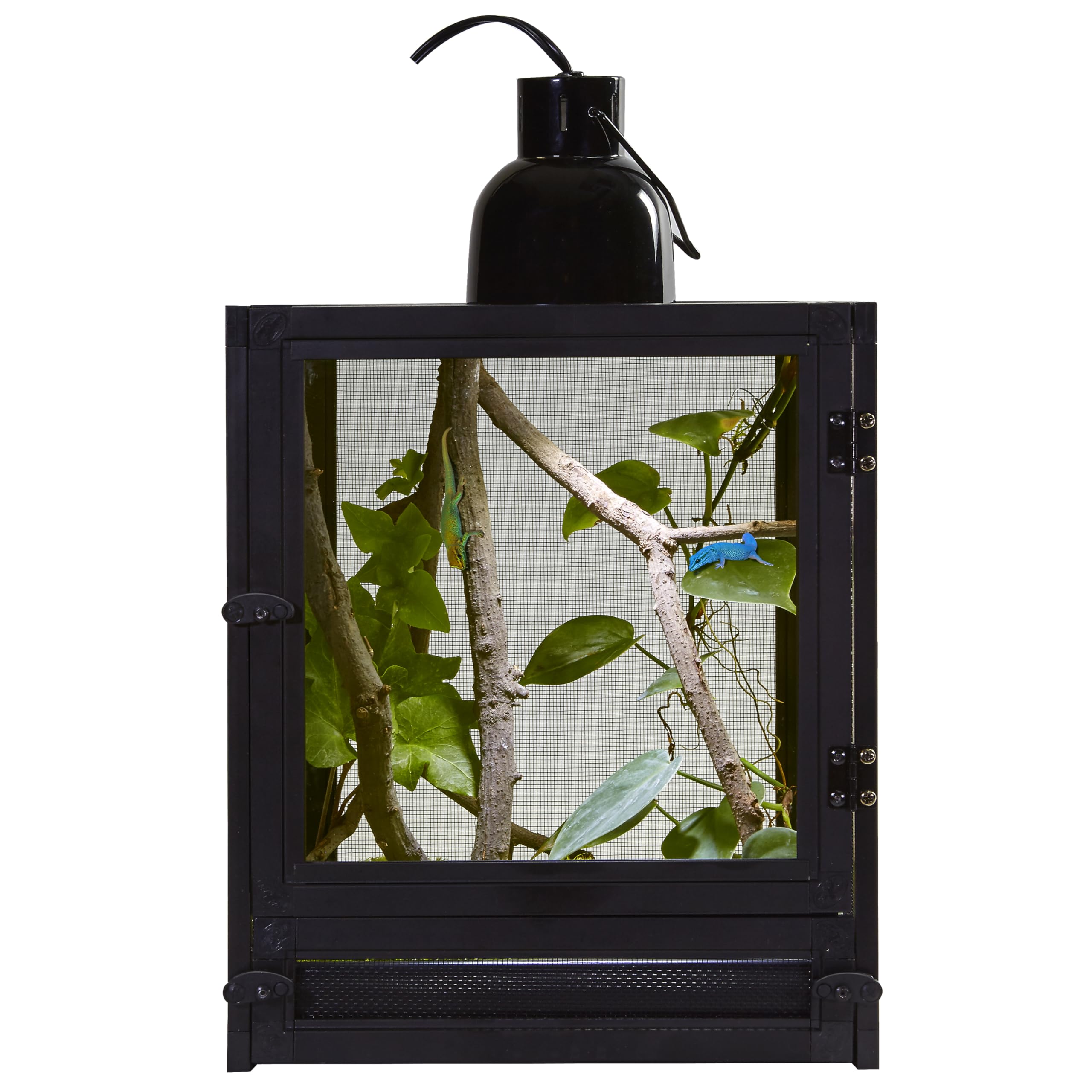 Zoo Med Nano Breeze cage side view showing durable anodized aluminum frame