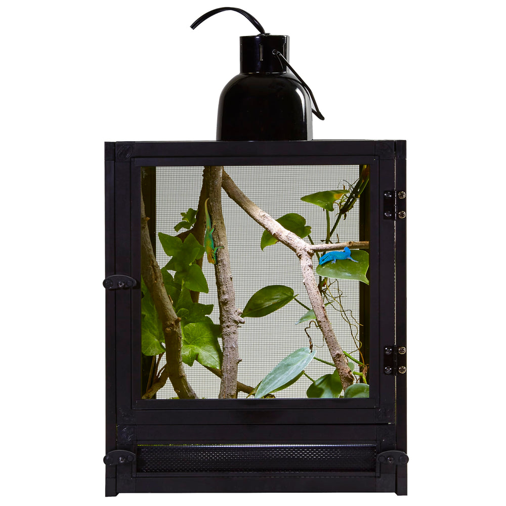 Zoo Med Nano Breeze cage side view showing durable anodized aluminum frame