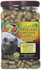 Zoo Med Natural Tortoise Food Grassland packaging for convenient storage and feeding