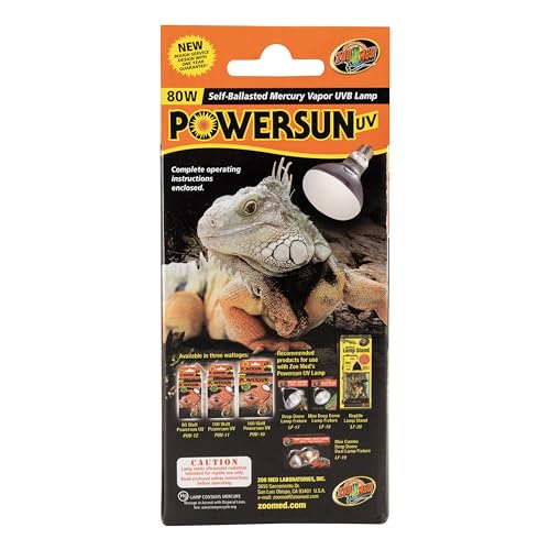 Zoo Med PowerSun UV Bulb 80W packaging highlights all-in-one UVA/UVB/heat
