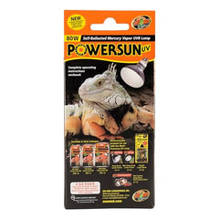 Zoo Med PowerSun UV Bulb 80W packaging highlights all-in-one UVA/UVB/heat