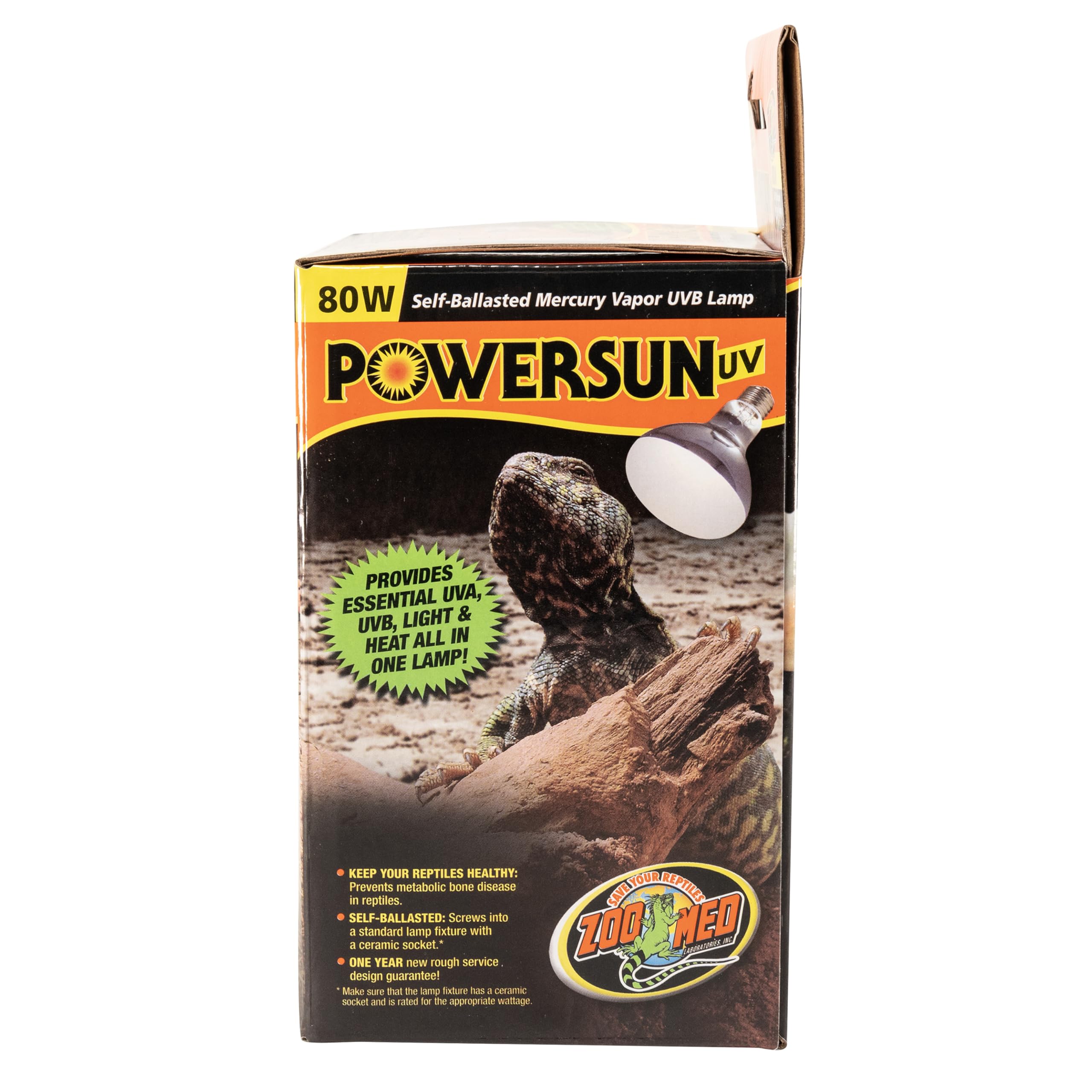 Zoo Med PowerSun UV Bulb 80W installed in a large terrarium setup