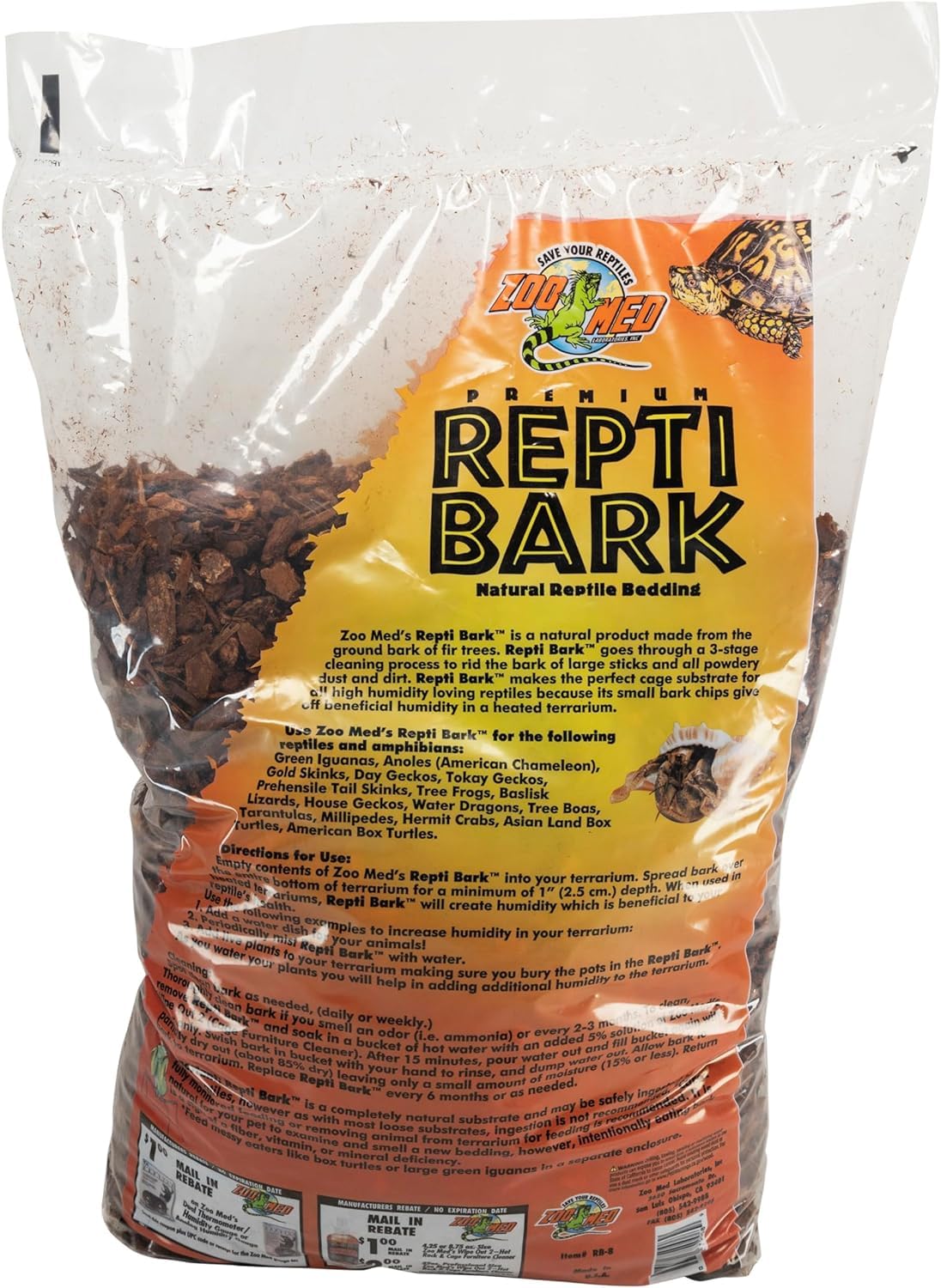 Zoo Med reptile bark fir bedding natural texture close-up shows earthy habitat texture