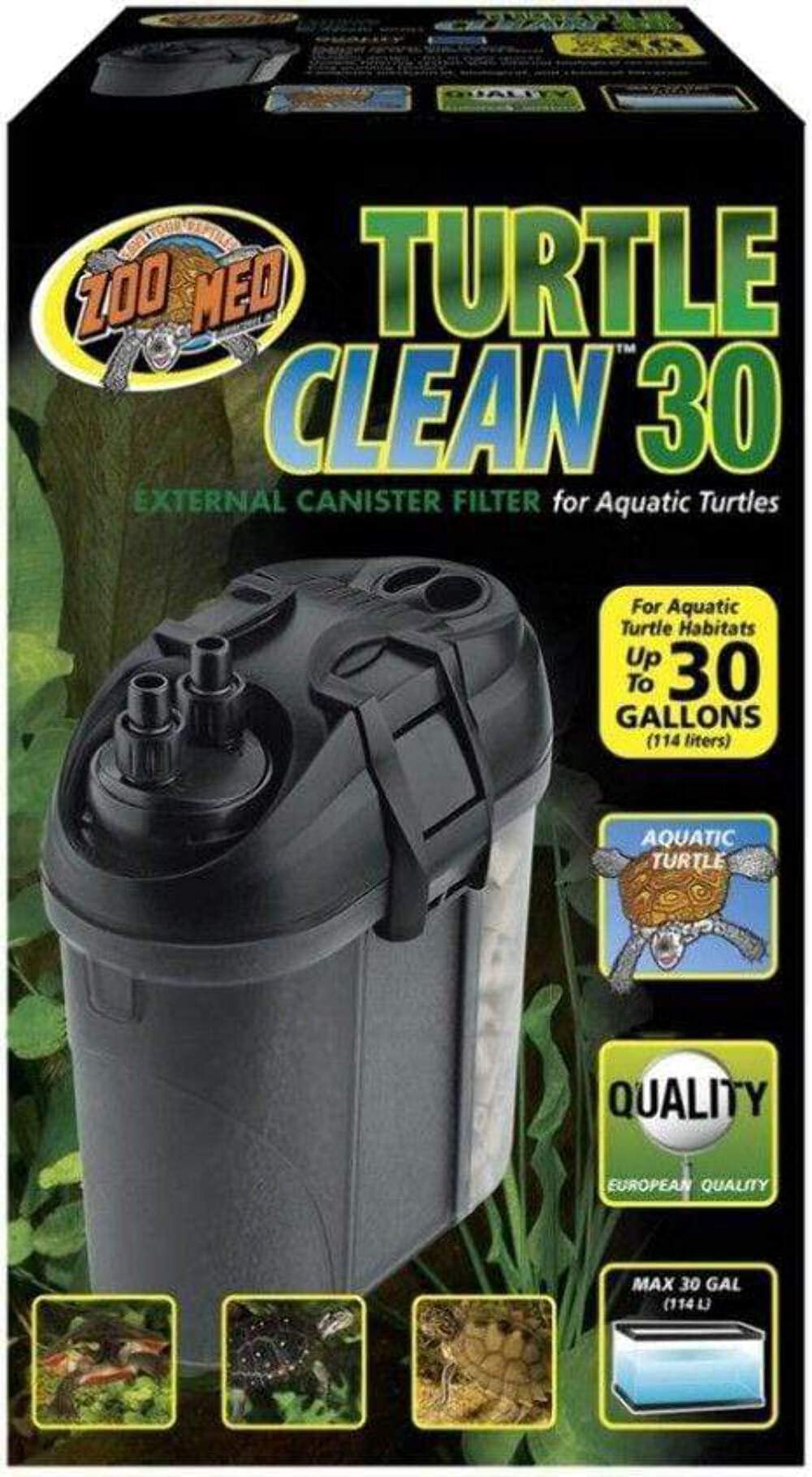 Zoo Med Turtle Clean 30 external filter front view with spraybar for enhanced aeration