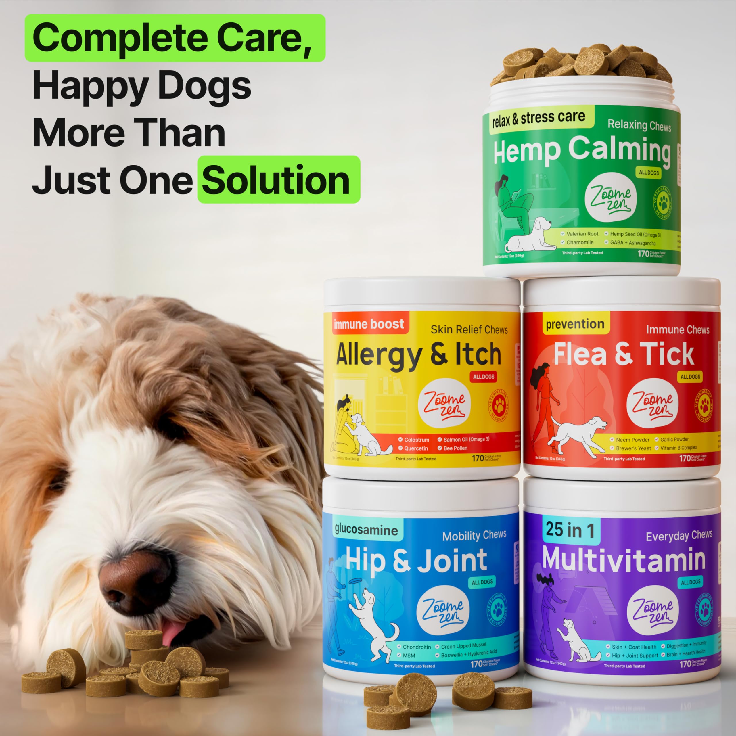 Zoomezen L-theanine GABA blend chews close-up shows mood-support ingredients