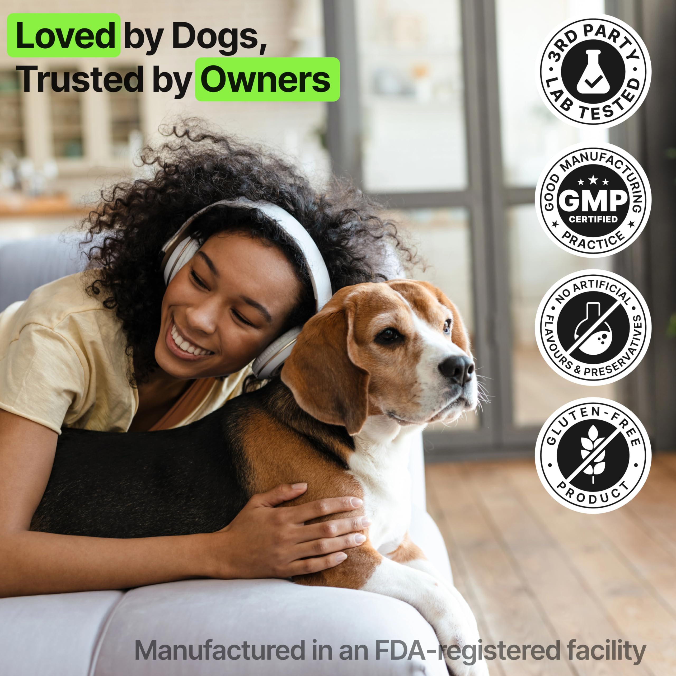 Zoomezen USA-made dog calming chews label close-up indicates premium quality