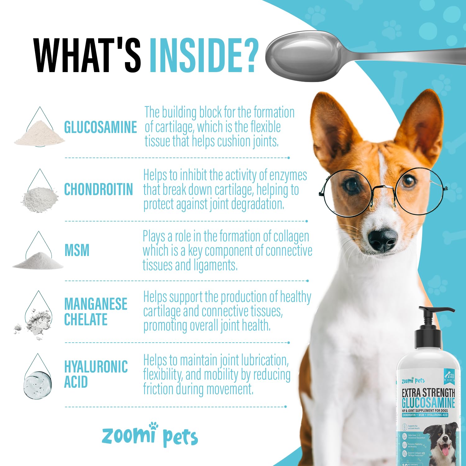 Zoomi Pets glucosamine-chondroitin liquid for dogs bottle