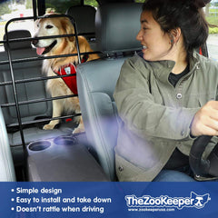 The ZooKeeper EZ Pet Barrier wide adjustability fits cars, SUVs, and trucks.