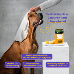 ZOOP XL Pet Wipes butt: gentle cleansing and coat conditioning for hygienic cleanup.