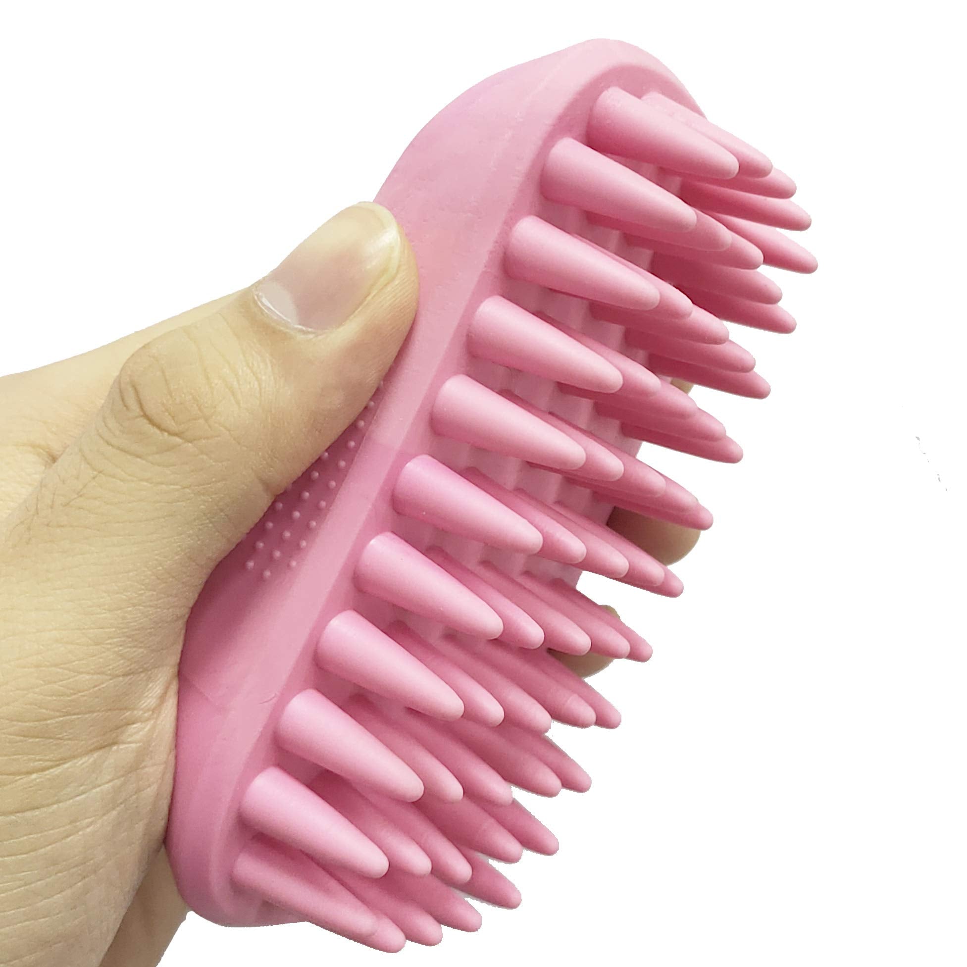 ZOOPOLR Pet Silicone Shampoo Brush closeup of rubber needles for gentle deshedding.