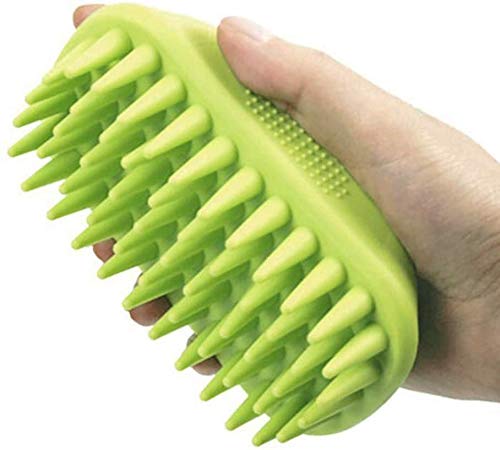 ZOOPOLR Pet Silicone Shampoo Brush with ergonomic grip for steady bath control.