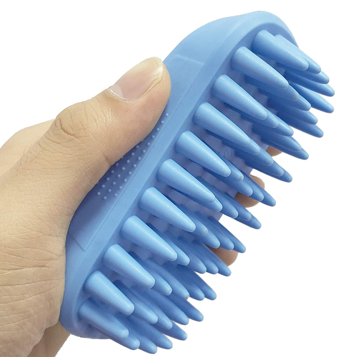 ZOOPOLR pet silicone shampoo brush with ergonomic handle for secure grip during baths