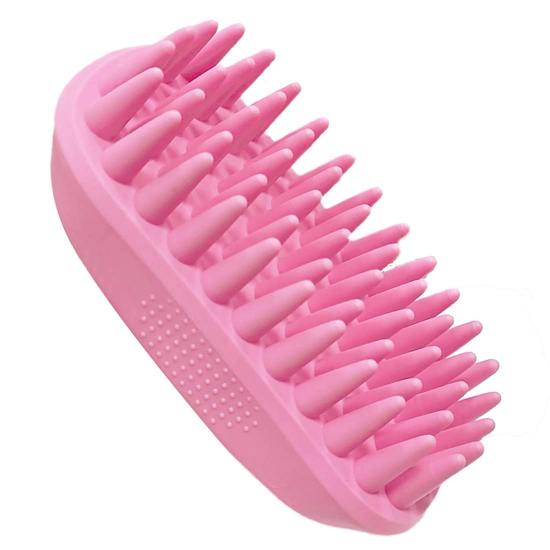 ZOOPOLR Pet Silicone Shampoo Brush ergonomic handle provides steady grip while washing pets.