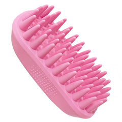 ZOOPOLR Pet Silicone Shampoo Brush ergonomic handle provides steady grip while washing pets.