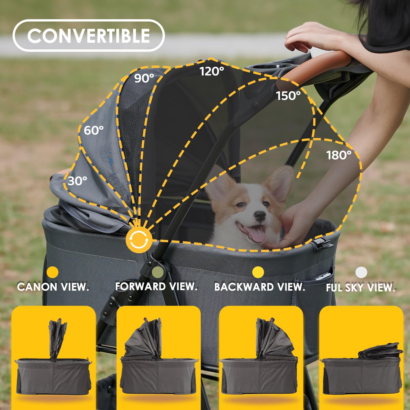 Zoosky 3-in-1 pet stroller removable carriage becomes a cozy pet house with easy carrying.