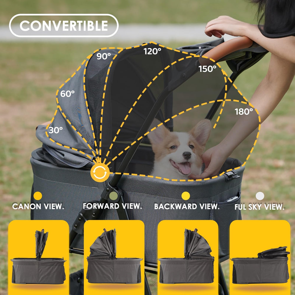 Zoosky 3-in-1 pet stroller removable carriage becomes a cozy pet house with easy carrying.