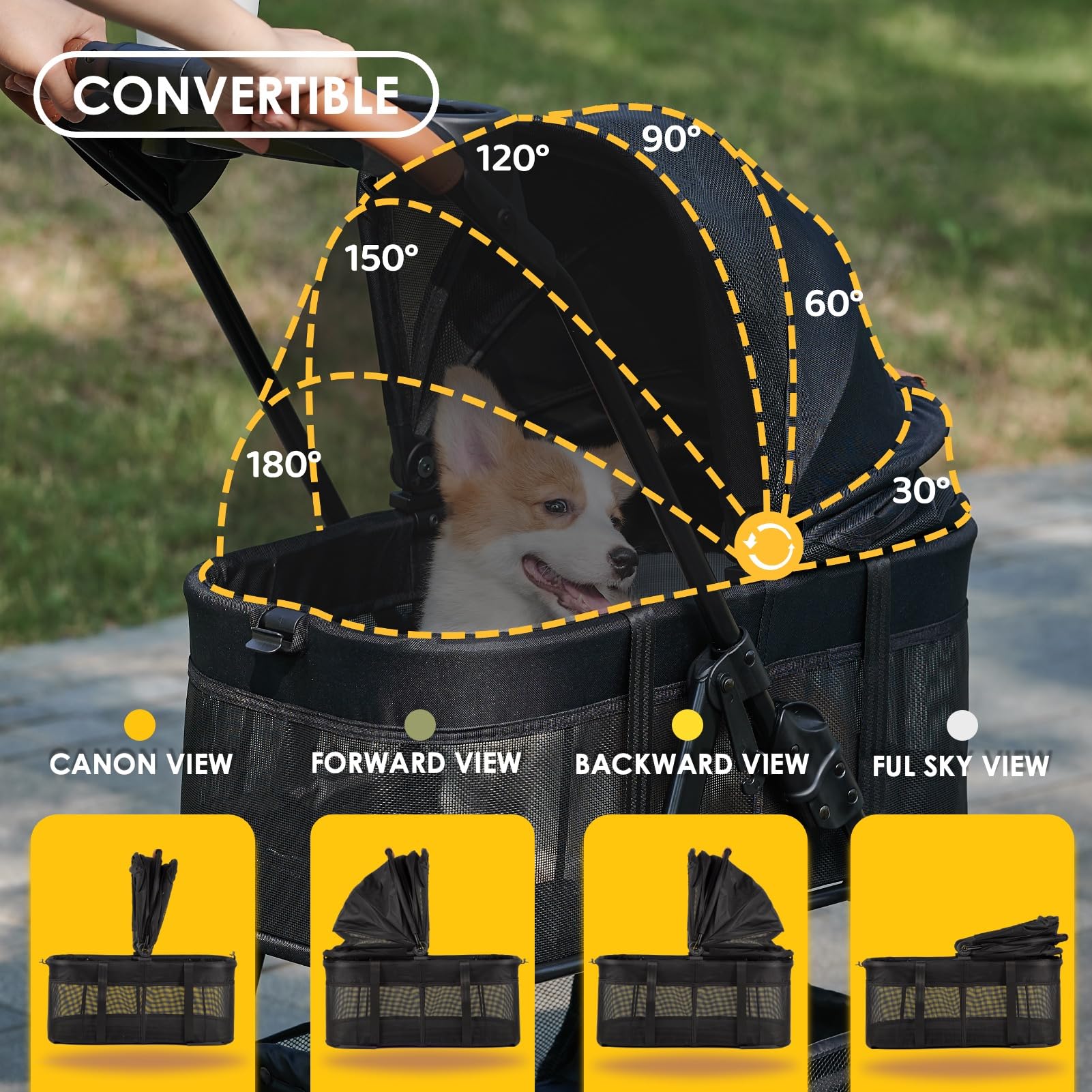 Zoosky detachable carriage doubles as cozy pet house for car trips.