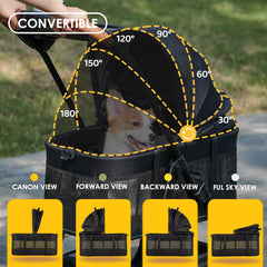 Zoosky detachable carriage doubles as cozy pet house for car trips.