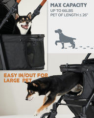 Zoosky dog stroller big-wheels enables smooth mobility on grass and pavement