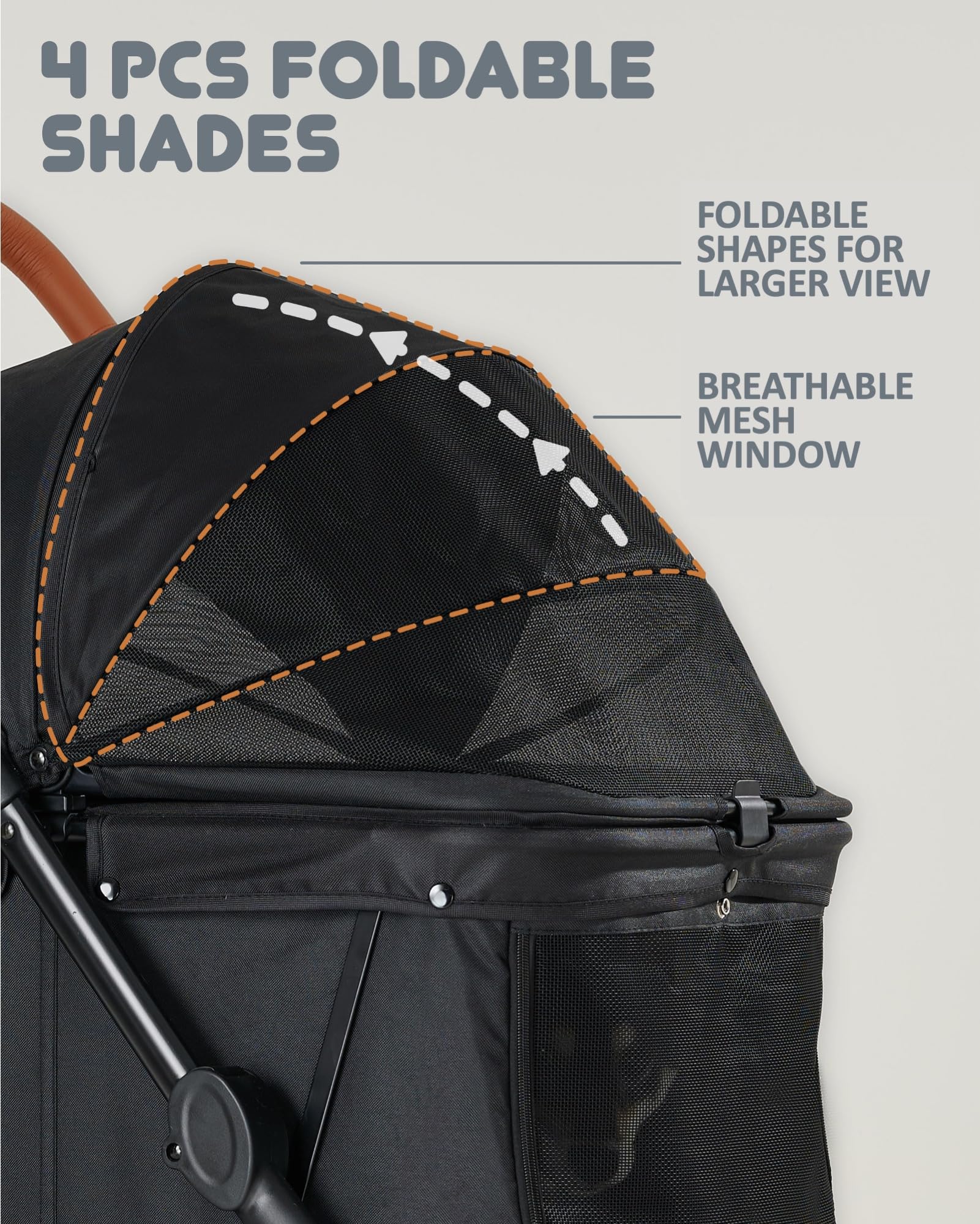 Zoosky dog stroller sun-shades showcases adjustable canopy for sun or scenery