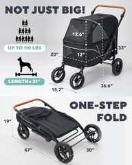 Zoosky pet stroller dual-window frame lets you interact and soothe pets.