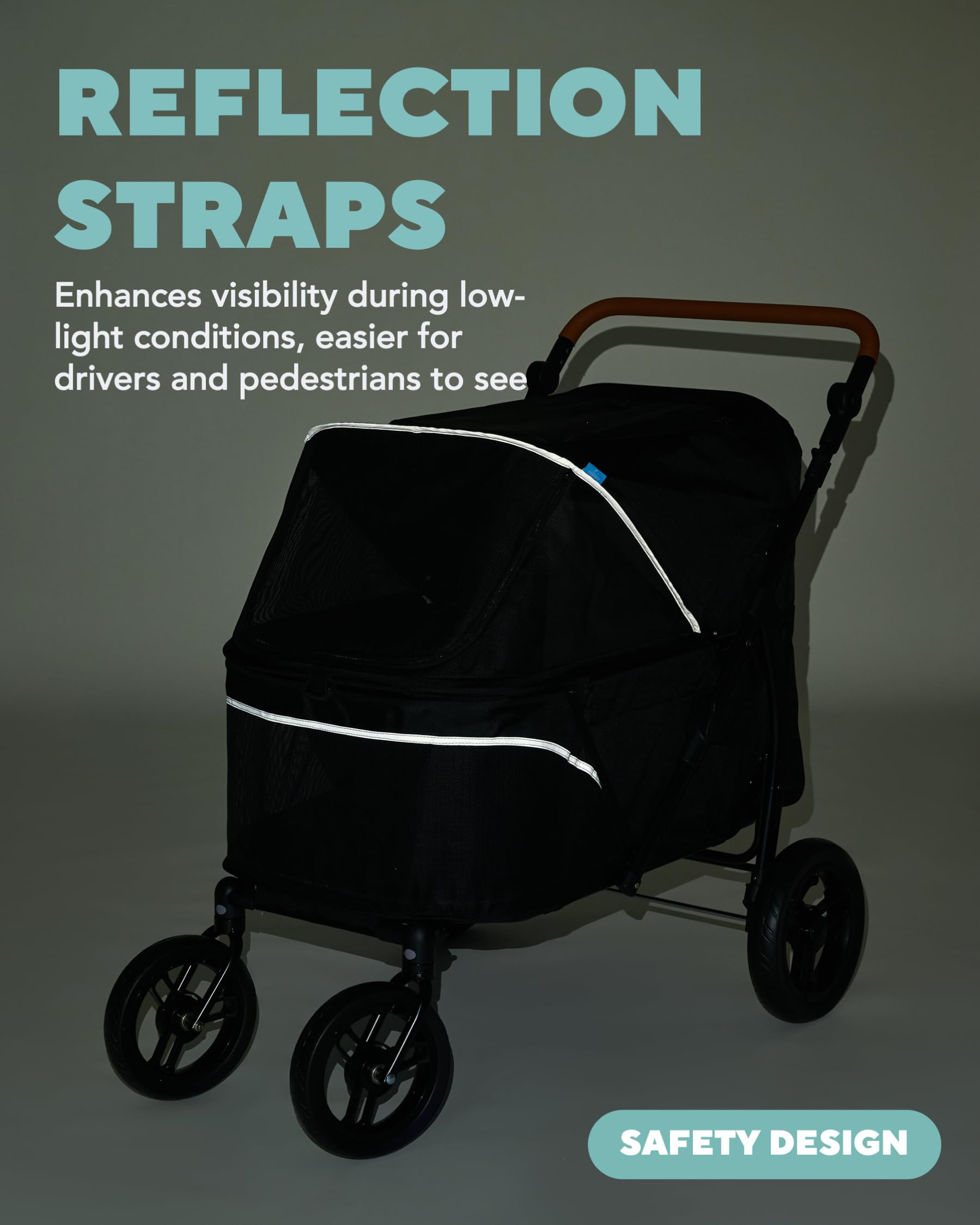 Zoosky pet stroller folded with one step for easy travel.
