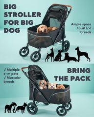 Zoosky pet stroller interior demonstrates roomy carriage for multiple pets.