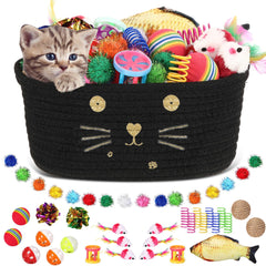 Zopeal 58 Pcs cat storage basket contents arranged for organized play and easy gifting.