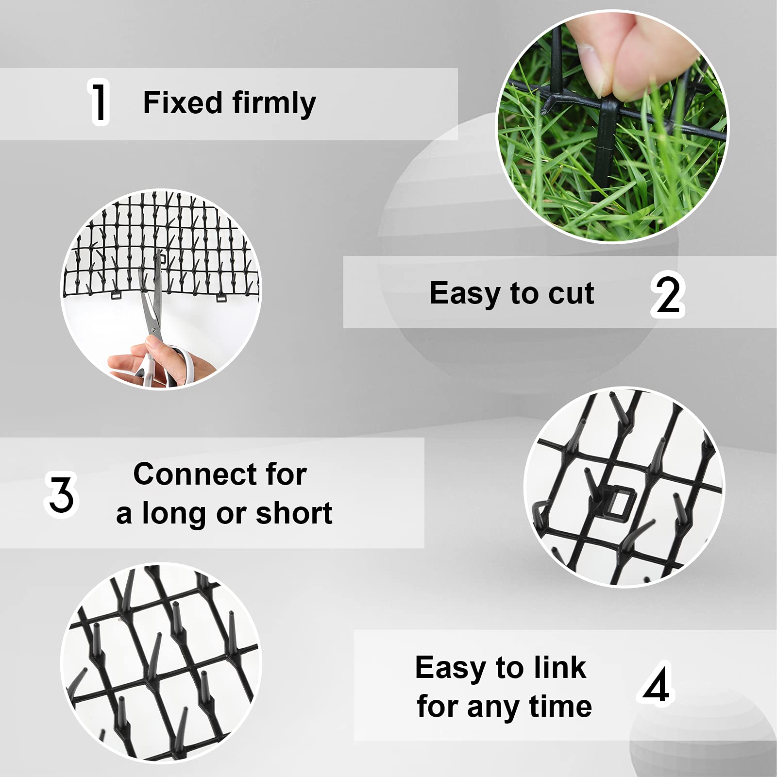 Zopeal cat repellent mat cable ties illustrates quick, sturdy fixing for any patch.