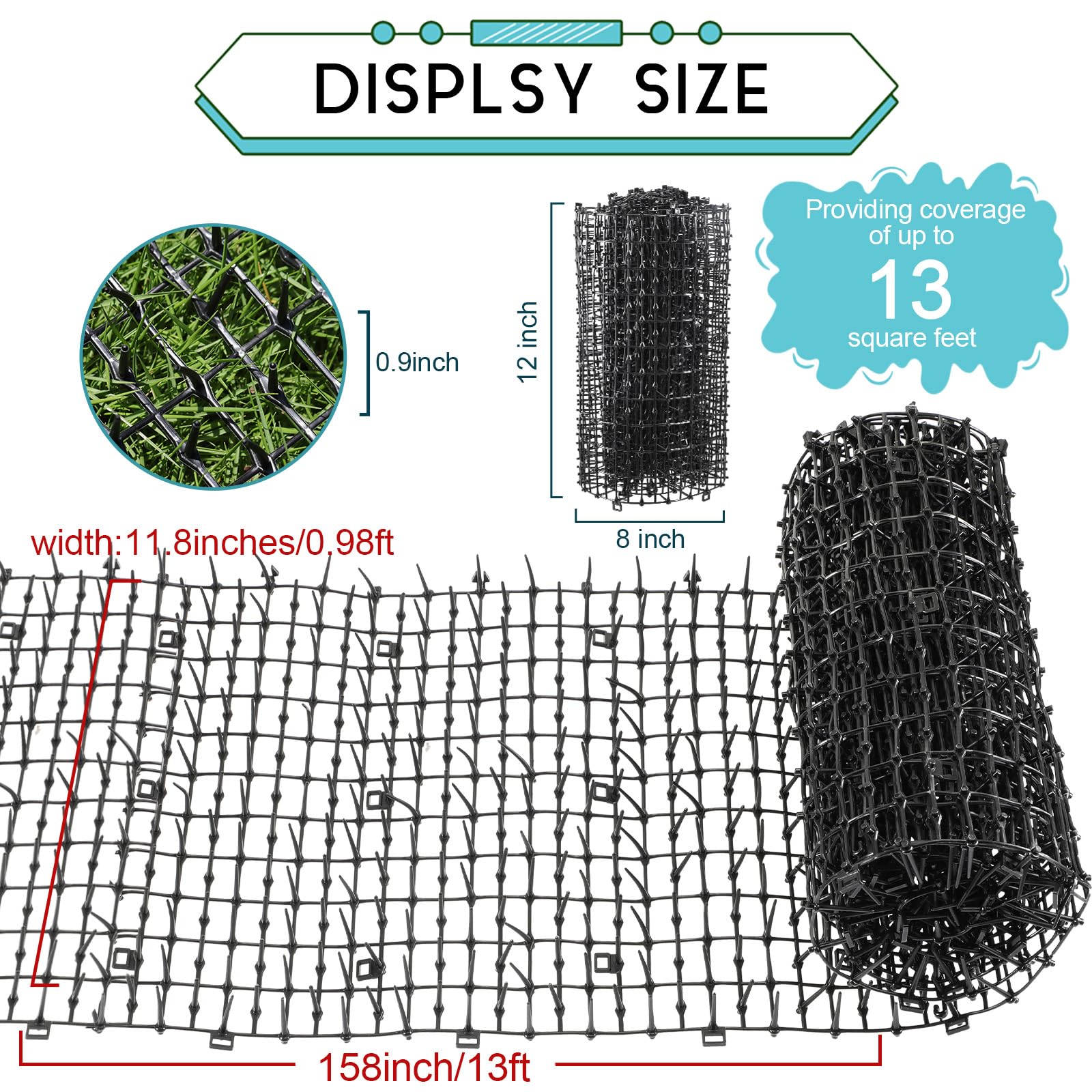 Zopeal cat repellent mat ground stakes shows stable, secure placement for outdoors.