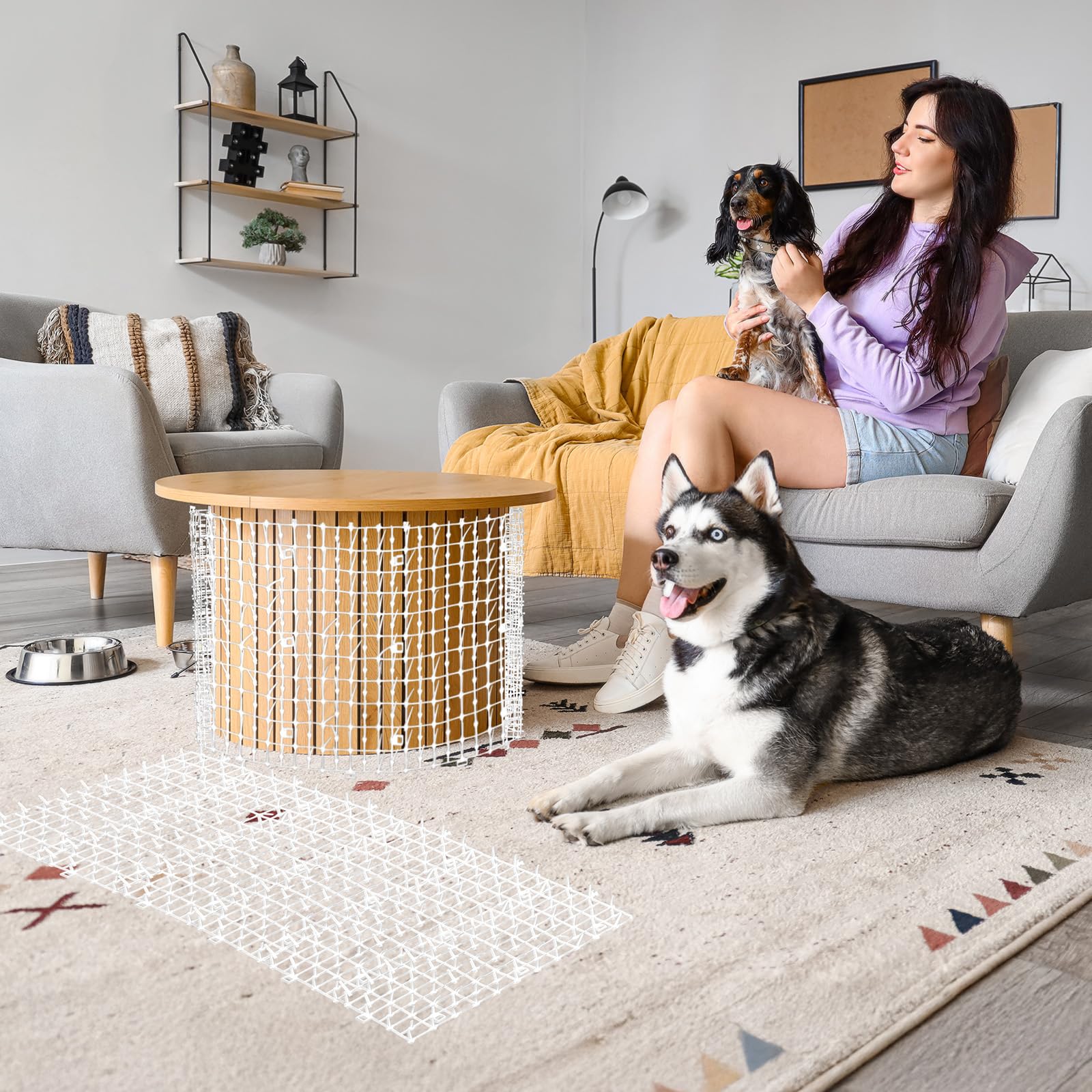 Zopeal cat repellent mat peg-and-ties setup anchors securely outdoors