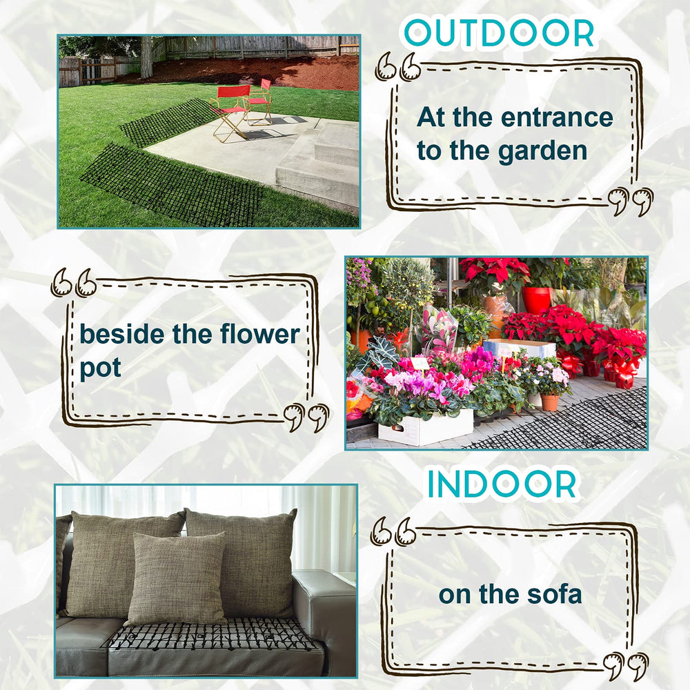 Zopeal cat repellent mat yard coverage emphasizes wide-area deterrence for gardens.