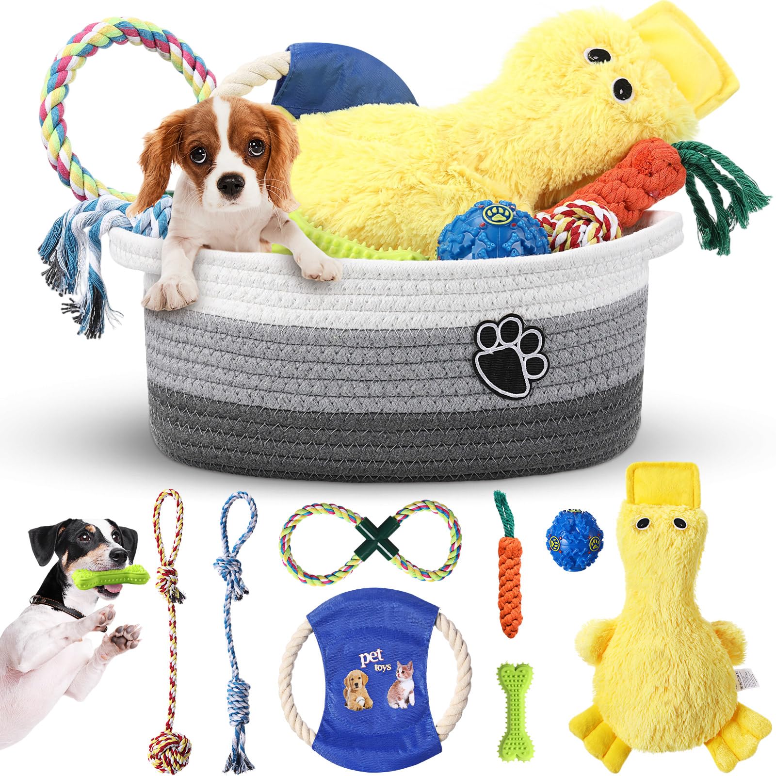 Zopeal puppy toy storage basket close-up shows tidy play area and organized toys.