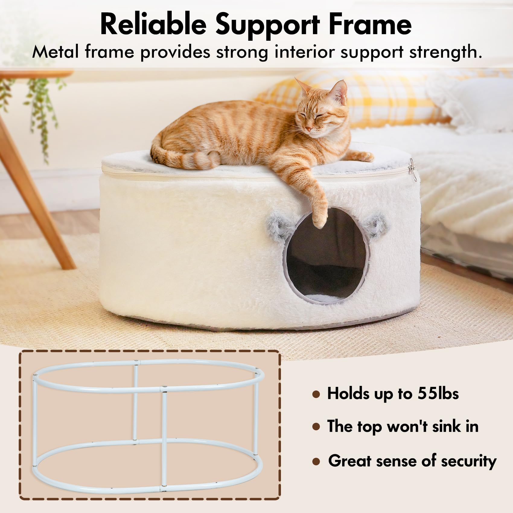 Zoratoo cat bed fluffy cover delivers warmth and comfort.