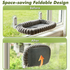 Zoratoo cat window perch folded compact gray demonstrates easy storage.