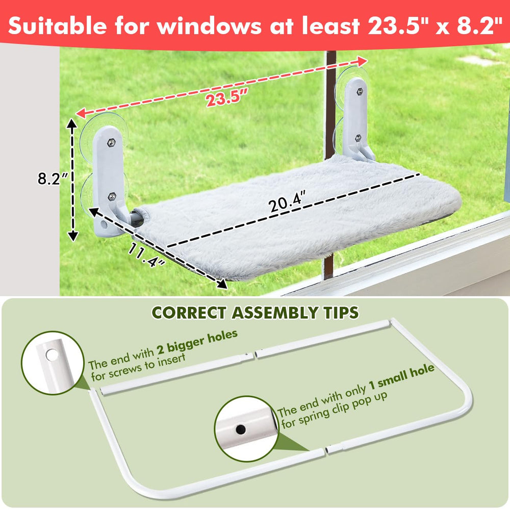 Zoratoo cat window perch reversible-cover-faux-rabbit-fur offers cozy warmth for winter naps.