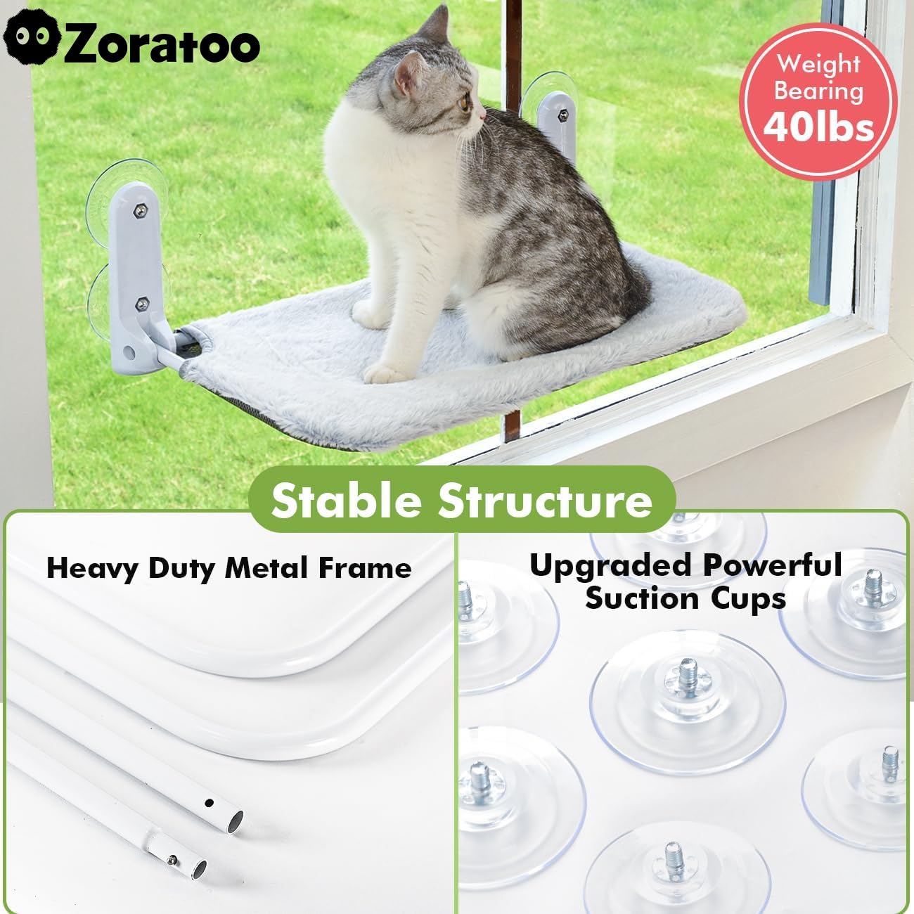 Zoratoo cat window perch reversible cover switches between fur and mesh for seasonal comfort