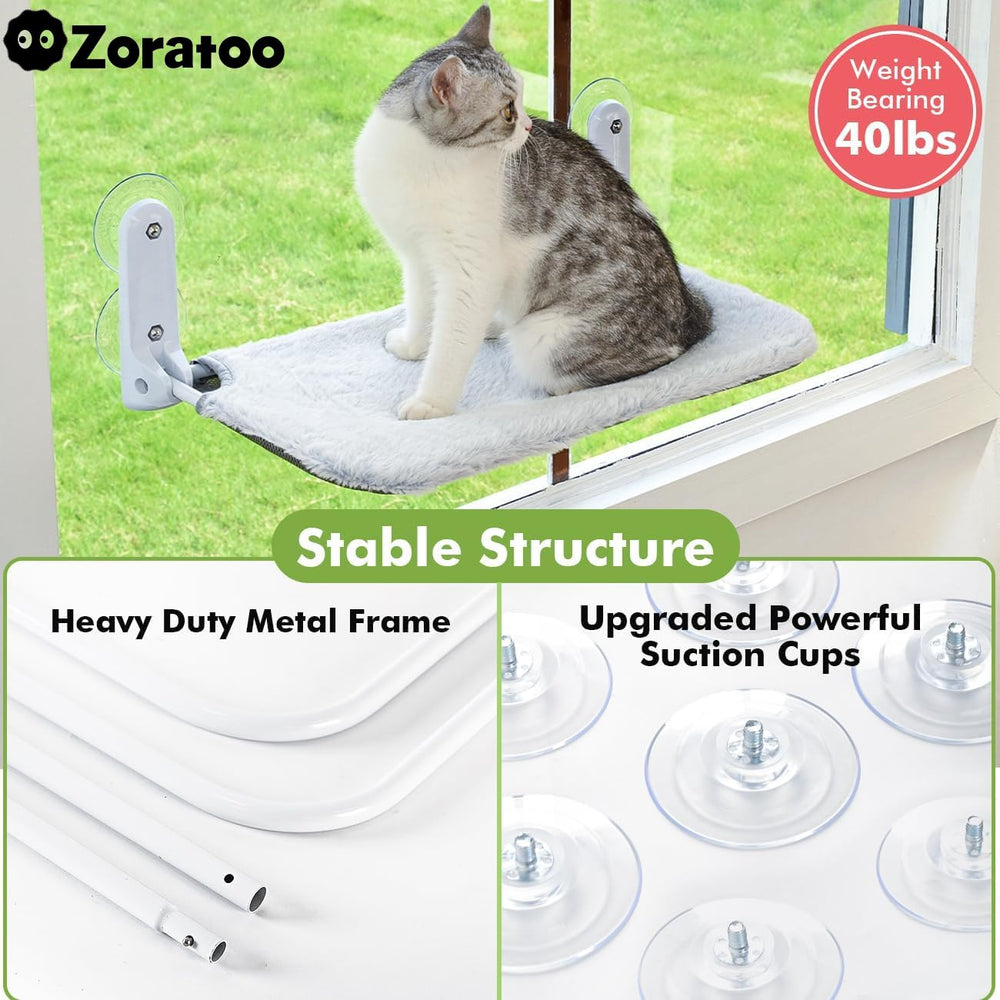 Zoratoo cat window perch reversible cover switches between fur and mesh for seasonal comfort
