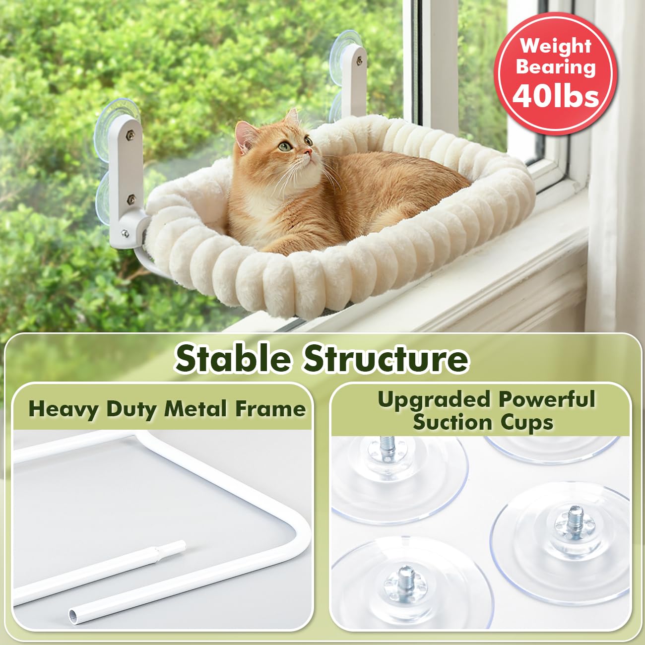 Zoratoo cat window perch 40lbs capacity for multiple cats