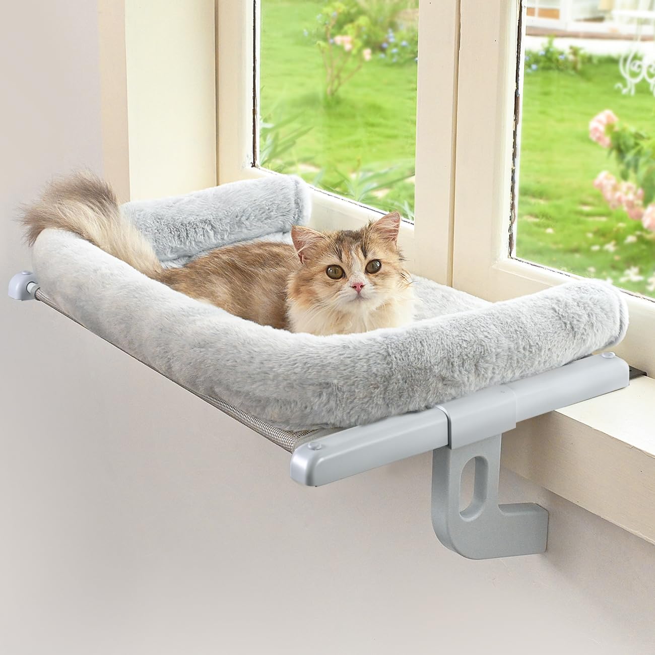 Zoratoo cat window sill perch cushion detail offers cozy snuggling comfort.
