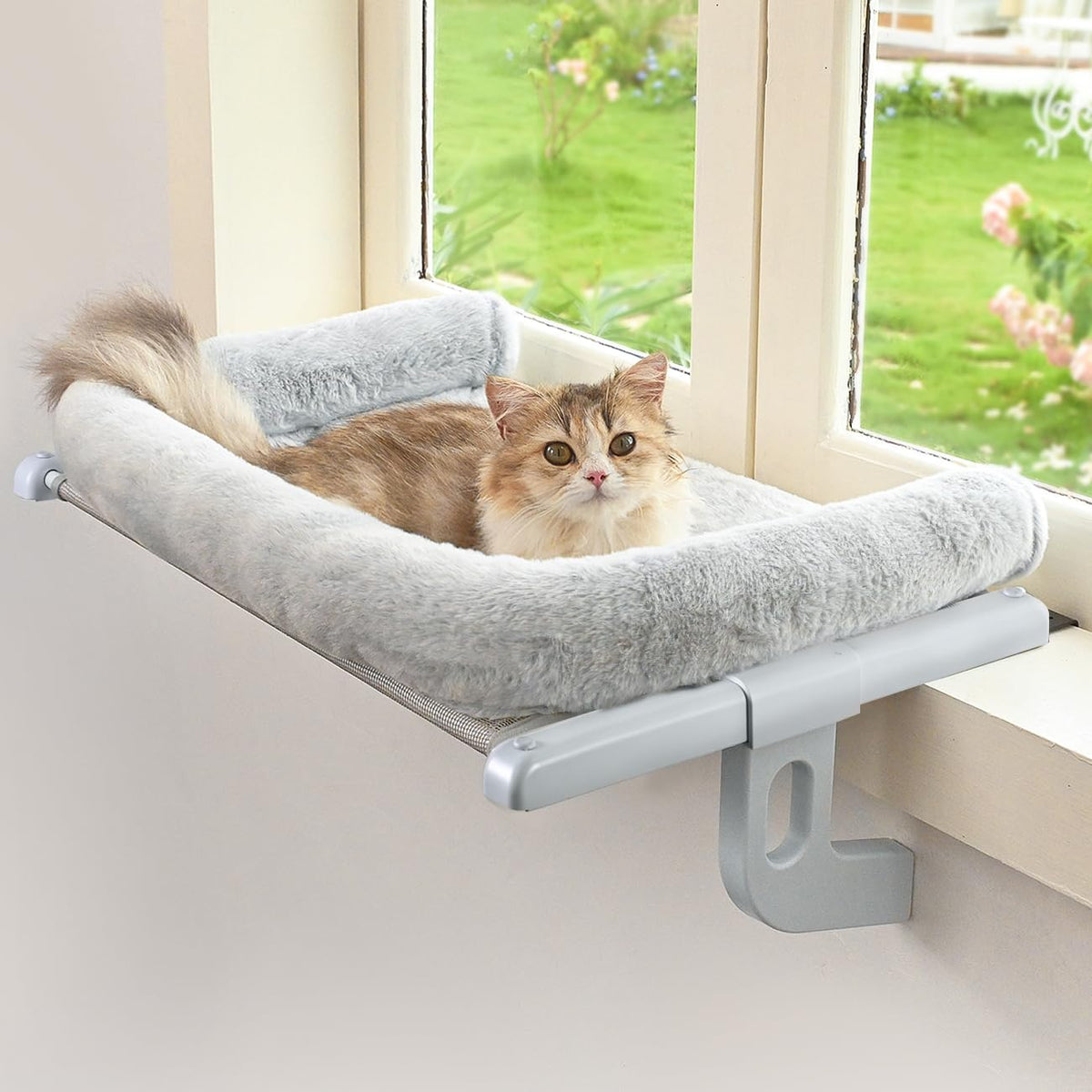 Zoratoo cat window sill perch cushion detail offers cozy snuggling comfort.
