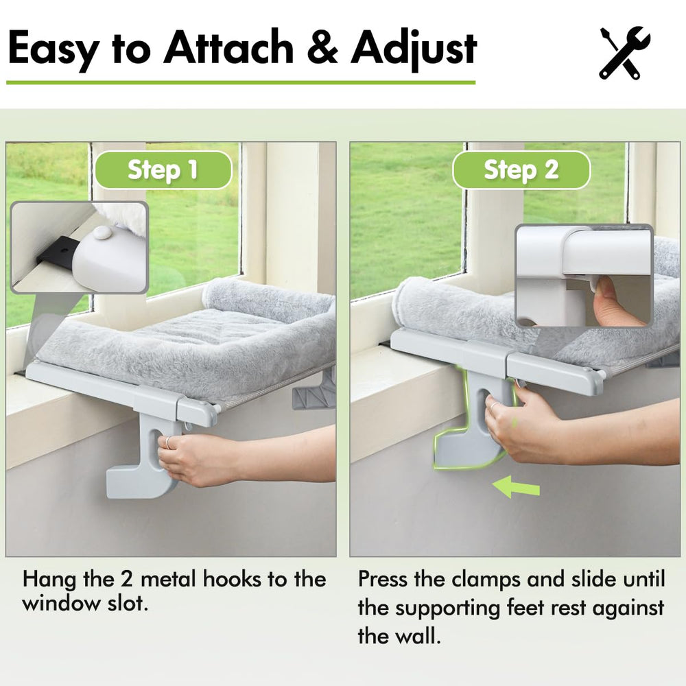 Zoratoo cat window sill perch stable frame supports up to 40 lbs for larger cats.