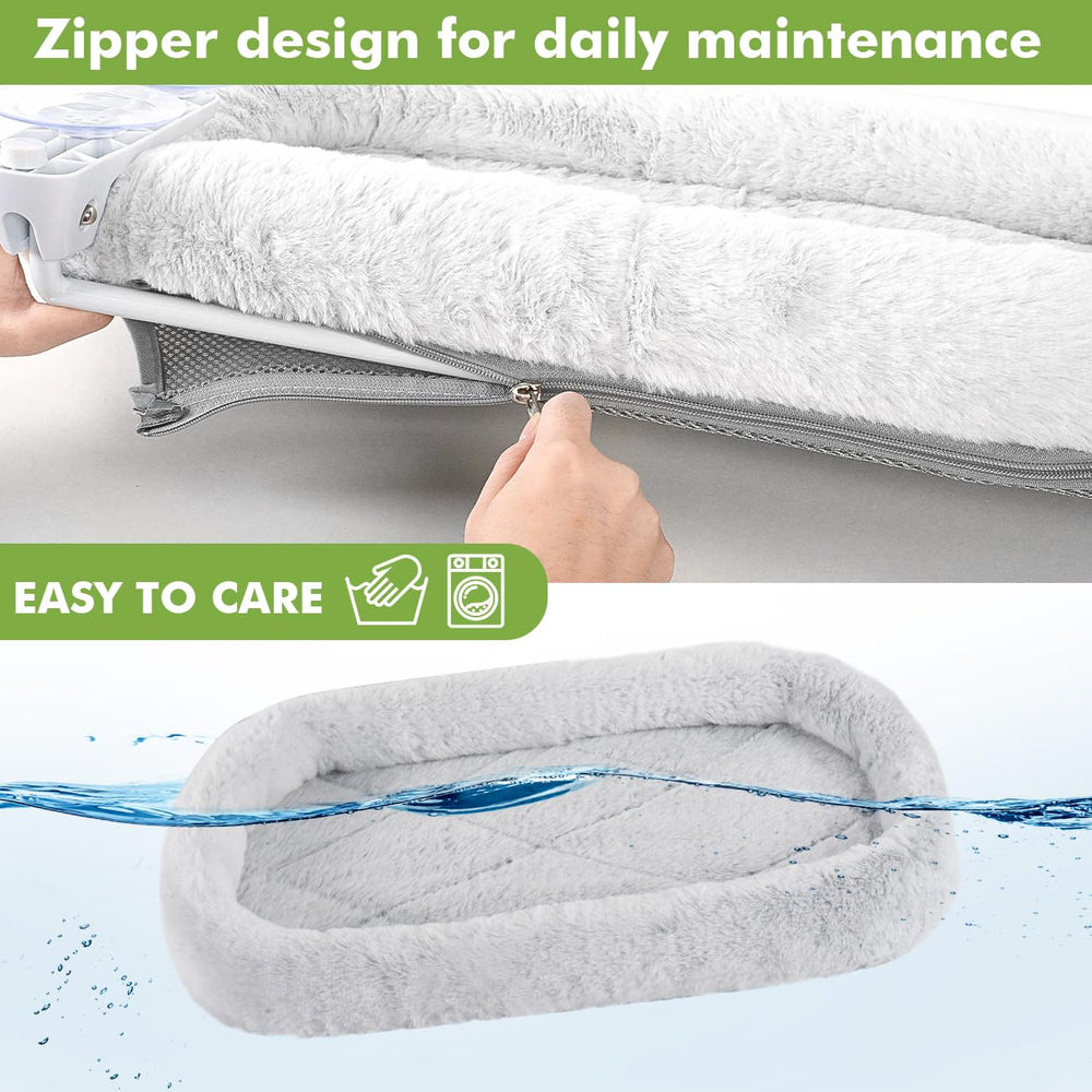Zoratoo cushion-bed four-side bolster closeup highlights cozy, secure lounging.