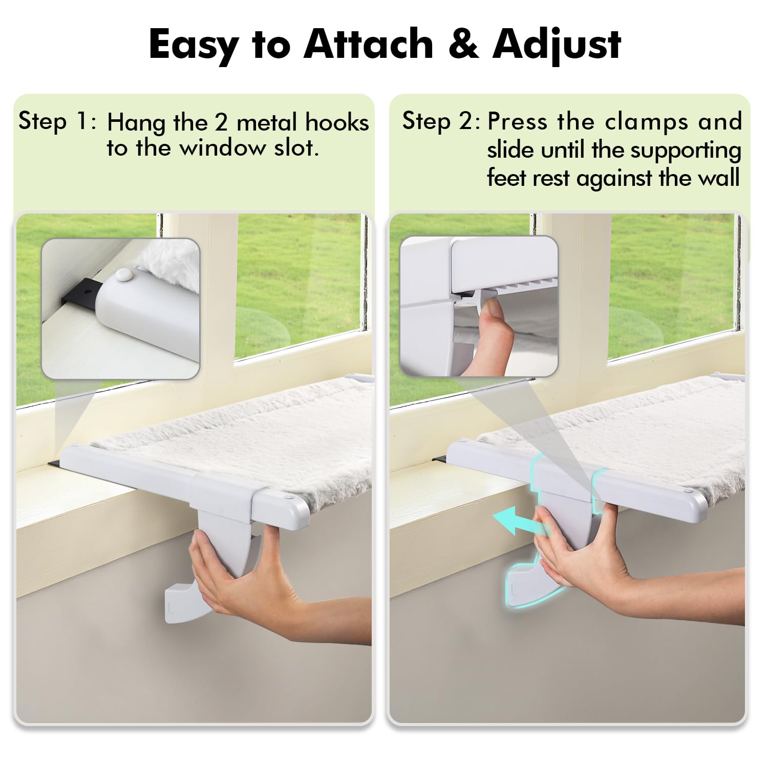 Zoratoo perch with metal hooks shows secure, no suction installation.