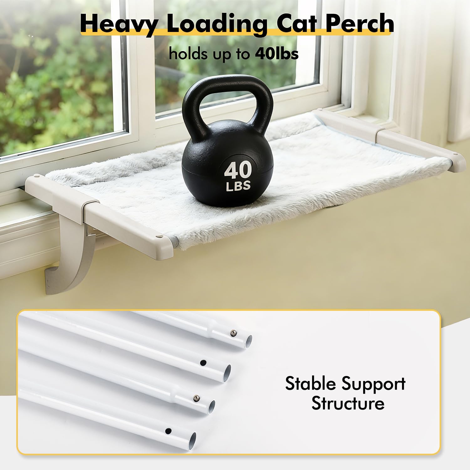 Zoratoo solid metal rails illustrate a sturdy structure for cat safety.