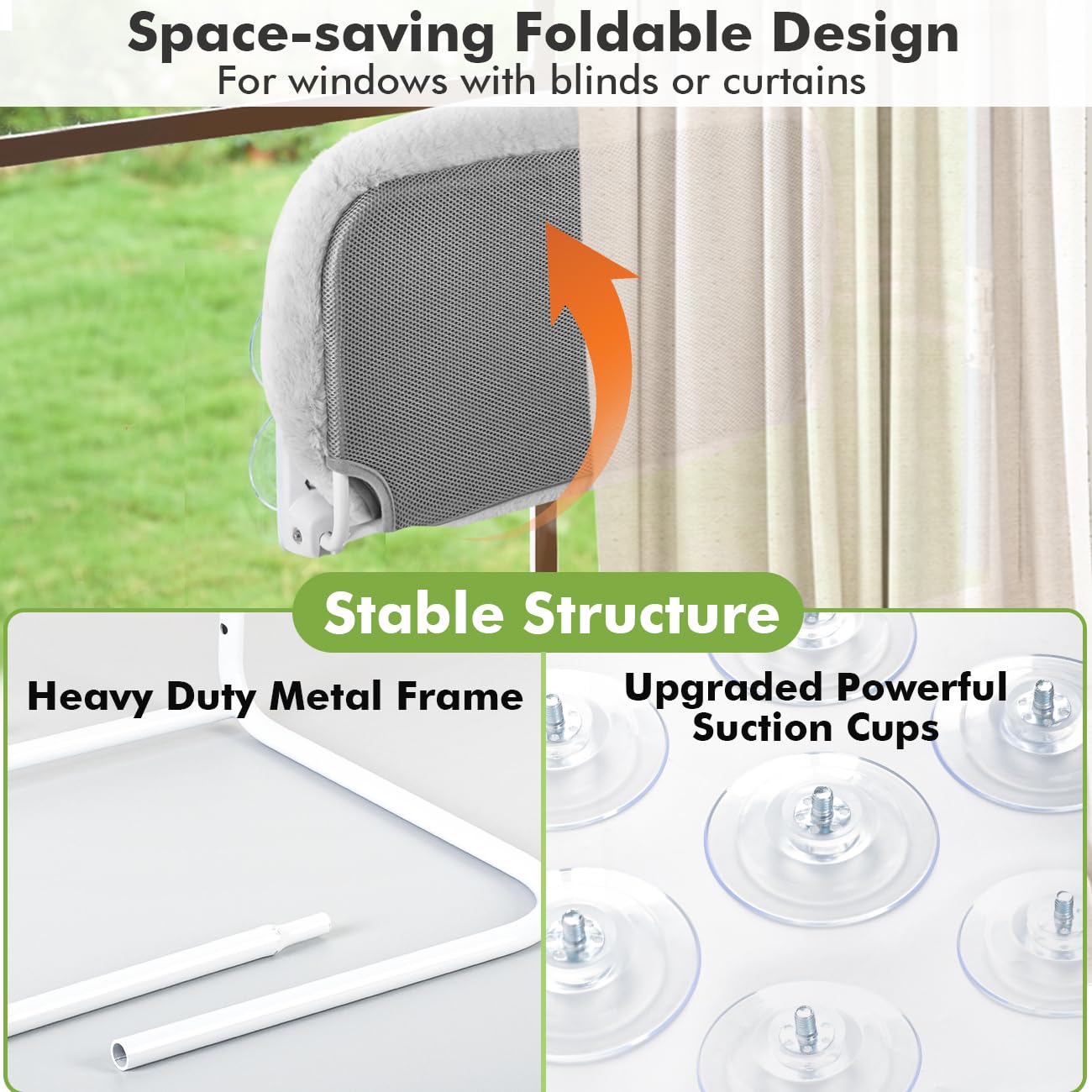 Zoratoo sunbathing window perch shows cat enjoying sun and view.